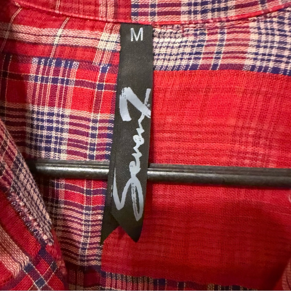 Seven7  Studded red  Button Down Shirt  medium - Picture 7 of 12